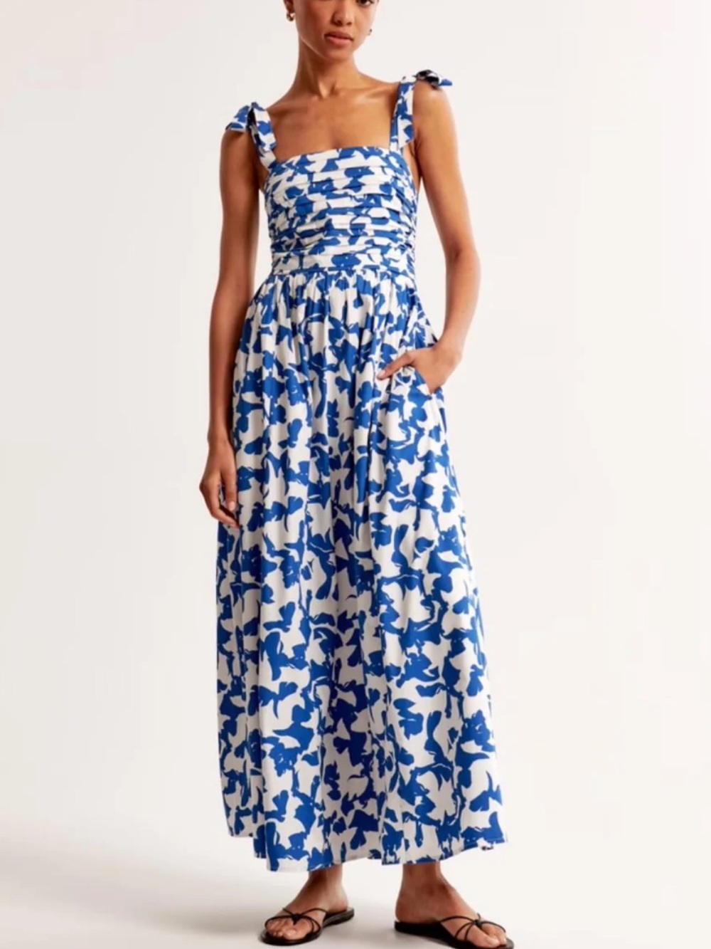 ABERCROMBIE & FITCH WOMENS EMERSON MAXI DRESS BLUE WHITE MEDIUM TALL